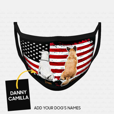 Personalized Dog Gift Idea - White Dog And Another Brown Dog Sit Together For Dog Lovers - Cloth Mask